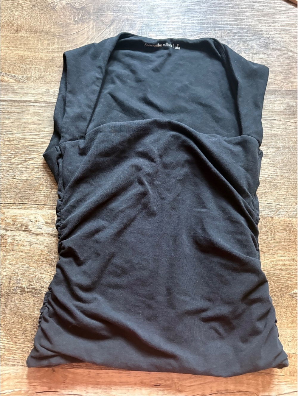 Abercrombie & Fitch Ruched Black Sleeveless Top Size Small